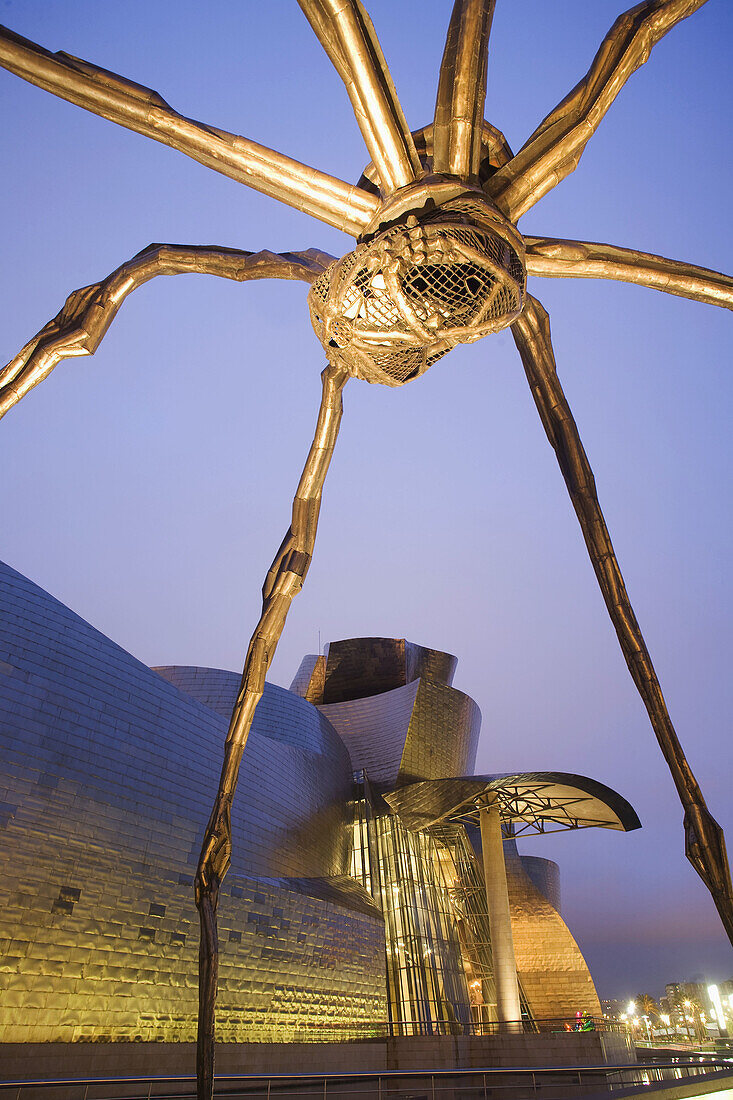 Guggenheim Museum in the evening, Bilbao. Biscay, Basque Country, Spain