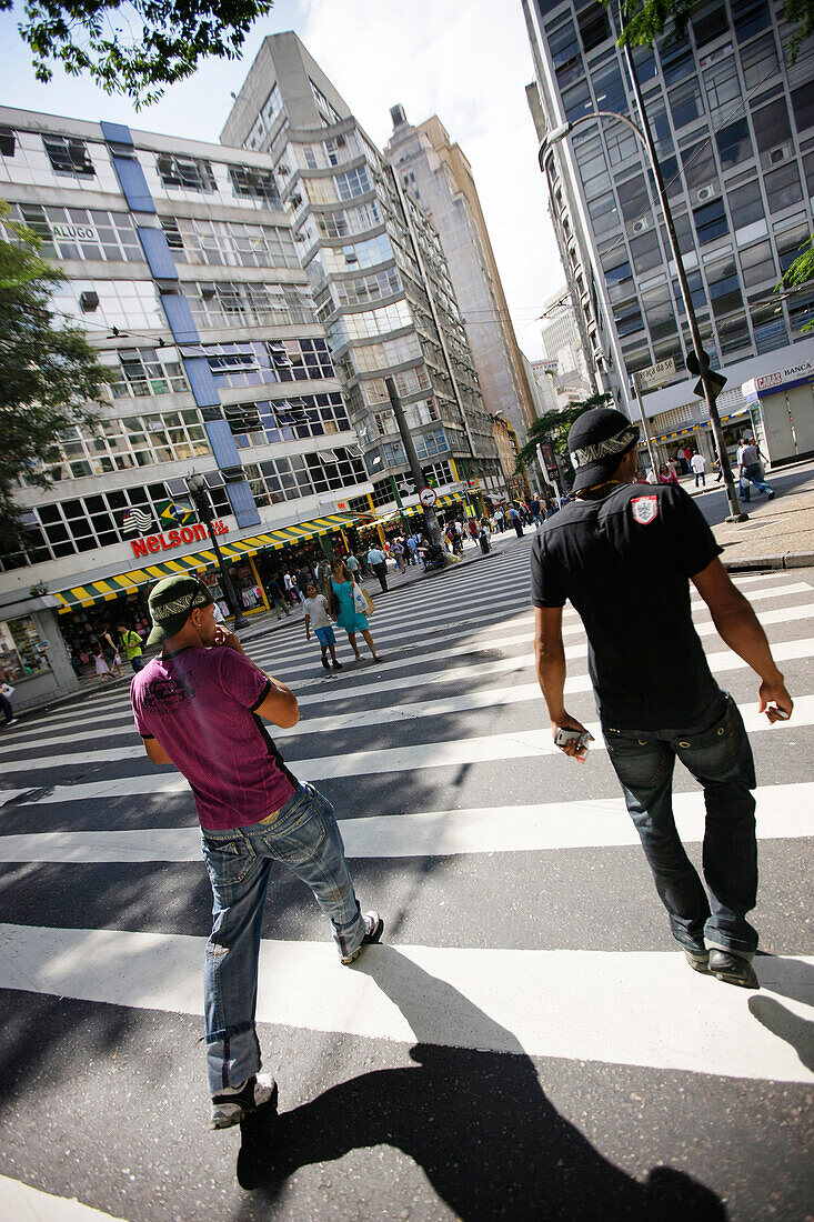 Shopping district, Street scene, rua direita, Sao Paulo, Brazil