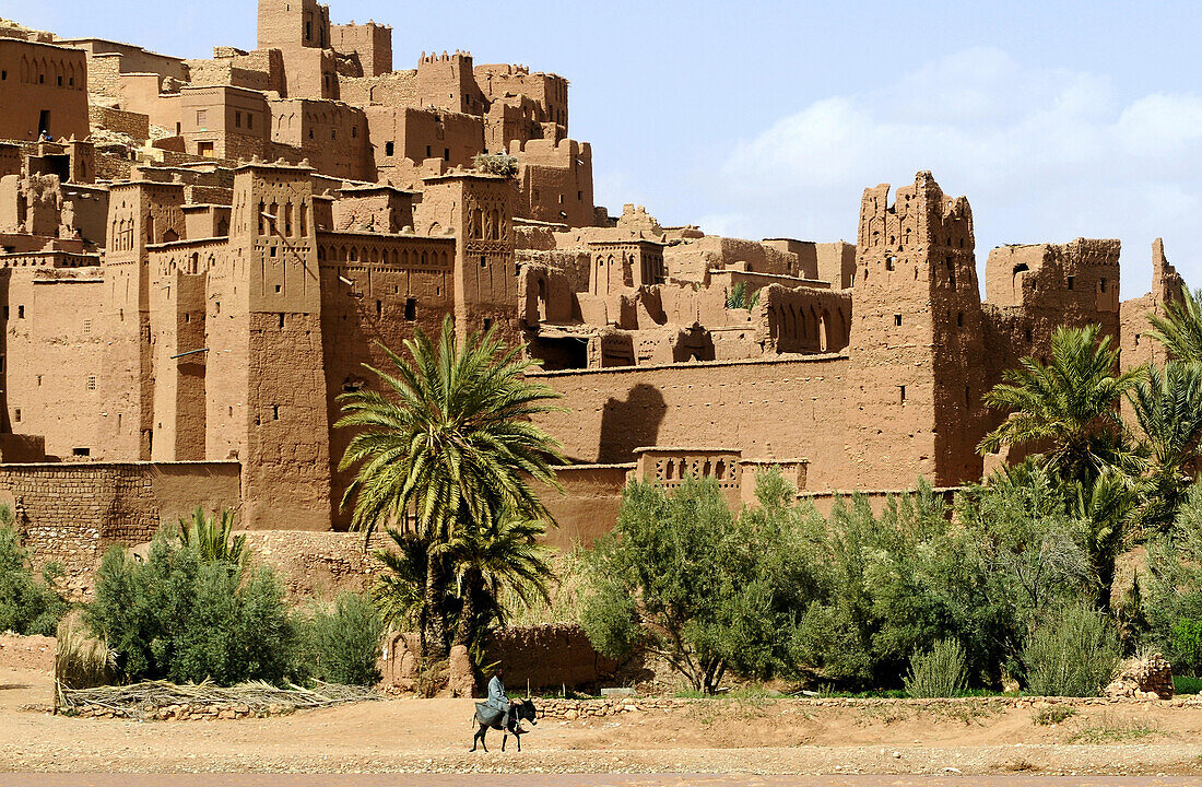 Blick auf die Kasbah Ait-Benhaddou, Süd Marokko, Marokko, Afrika