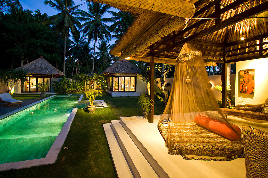 Privat Villa Pleiades with swimming pool surrounded by rice fields in Ubud Bali Indonesia