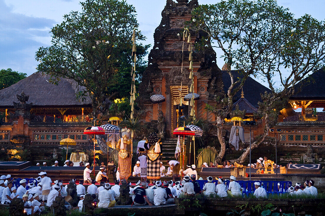 Temple in Ubud  during Koningan Ceremony  , Bali Indonesia