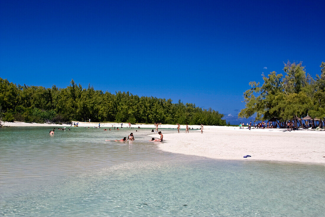 Ile aux Cerf , Lagoon , dream beach, people, Mauritius, Indian Ocean, Africa