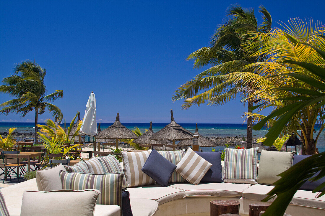 Mauritius, Africa  Hotel Bar Lounge otdoors of Veranda Hotel Resort and Spa at Troux aux Biches, Mauritius, Africa