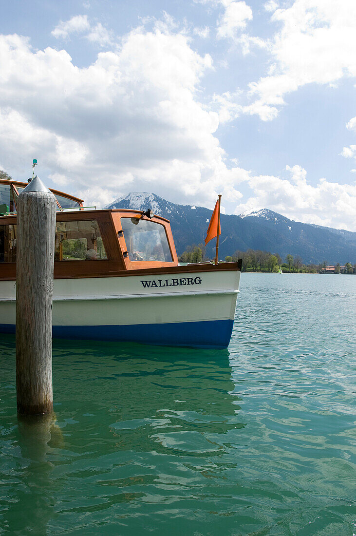 Boat on Lake Tegernsee, Upper Bavaria, Bavaria, Germany