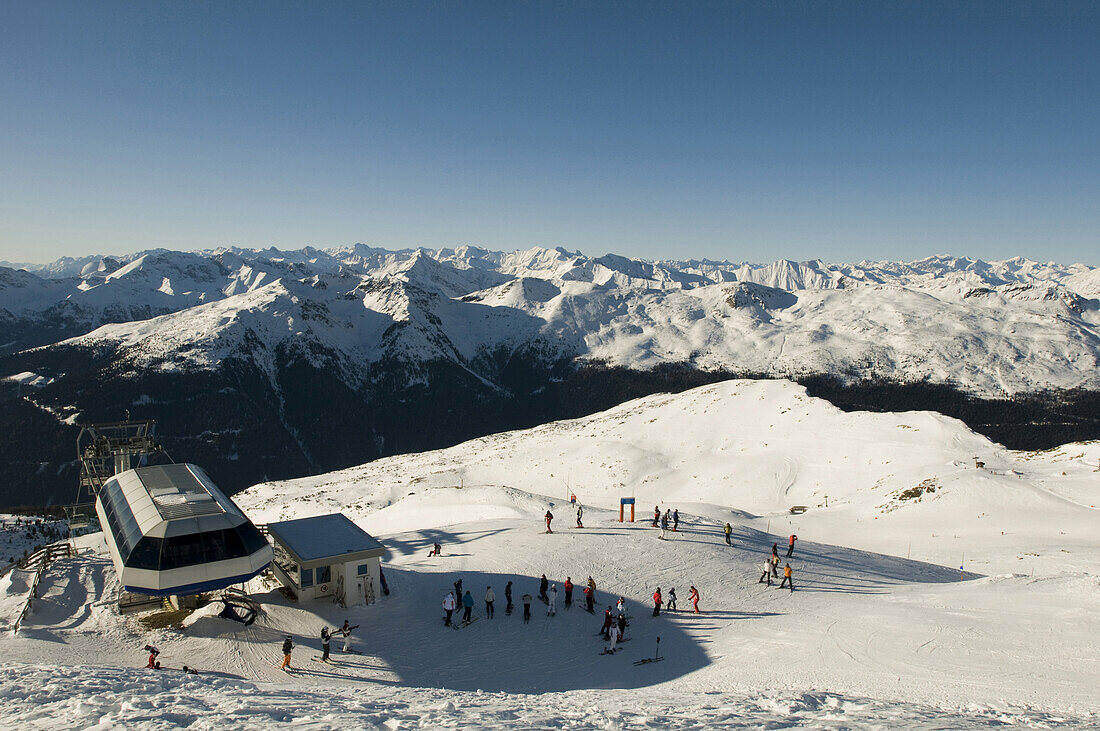 Reinswald Skiing area, ski lift, Sarn valley, South Tyrol, Italy