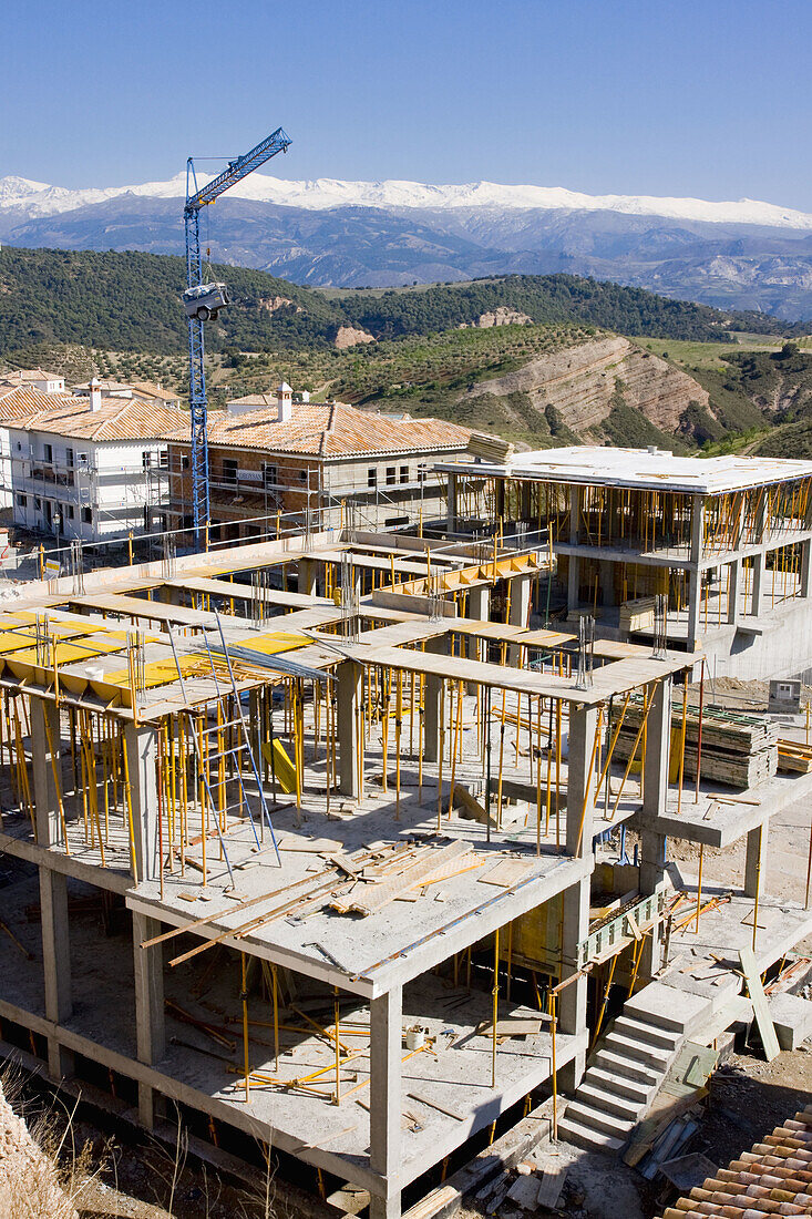 Europe, Spain, Andalucia, Sierra Nevada, Huetor Santillan construction