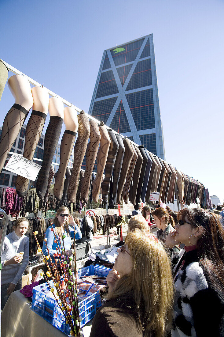 Spain. Madrid. Avenida de Asturias market. Kios towers