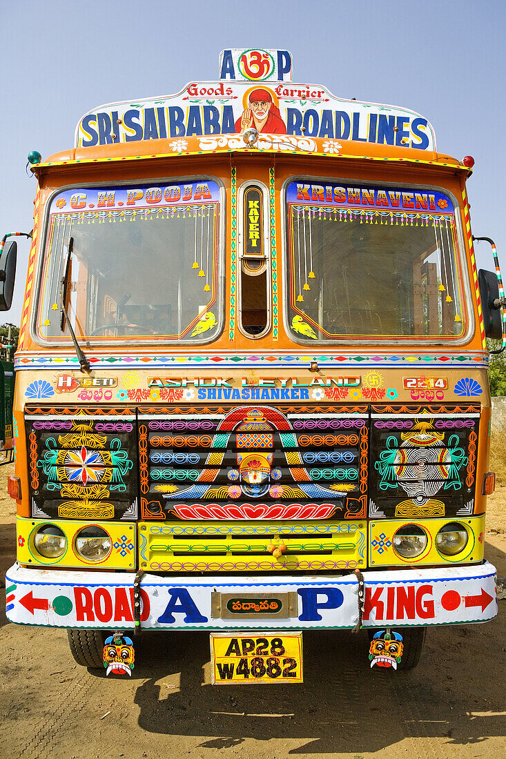 India. Hyderabad. Decorated truck