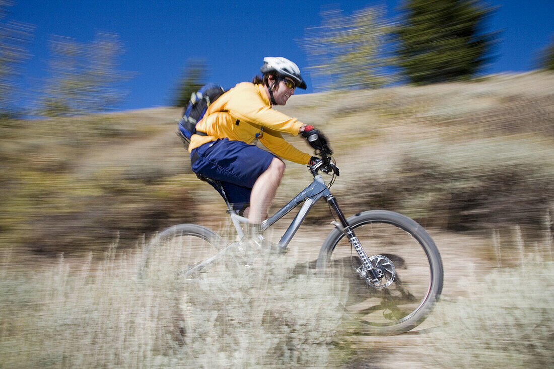 Man mt biking, Sun Valley, Idaho, USA