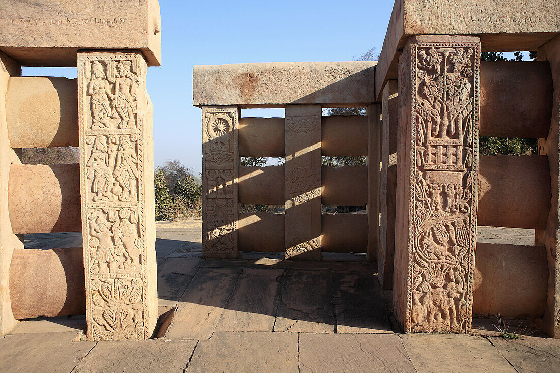 Buddhist monuments: stupa 3 (2 c. BC), UNESCO World Heritage site, Sanchi, India