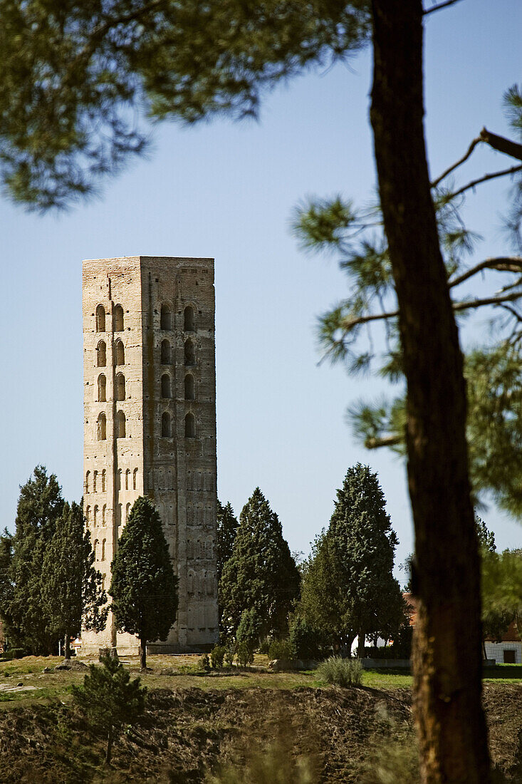 Romanesque tower of San Nicolas, Coca. Segovia province, Castilla-Leon, Spain