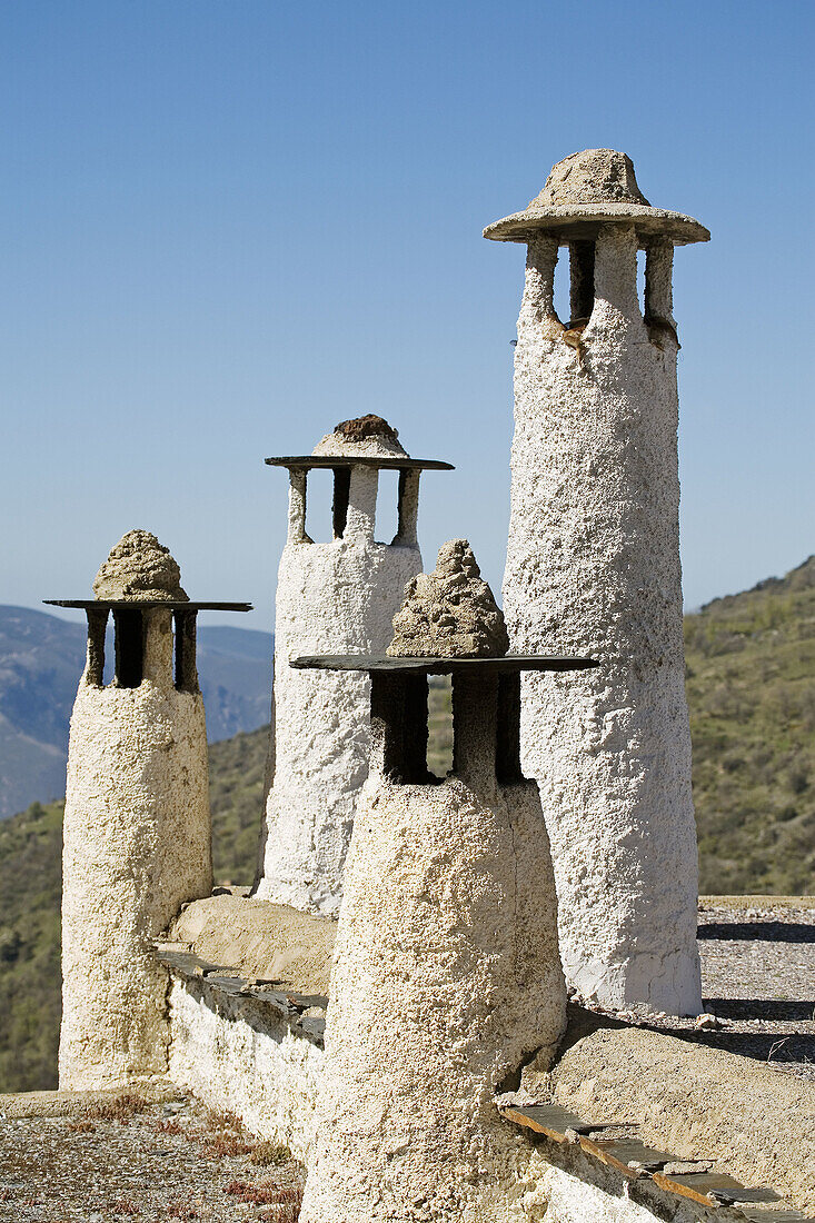 Chimneys, Bubion, Alpujarras. Granada province, Andalucia, Spain