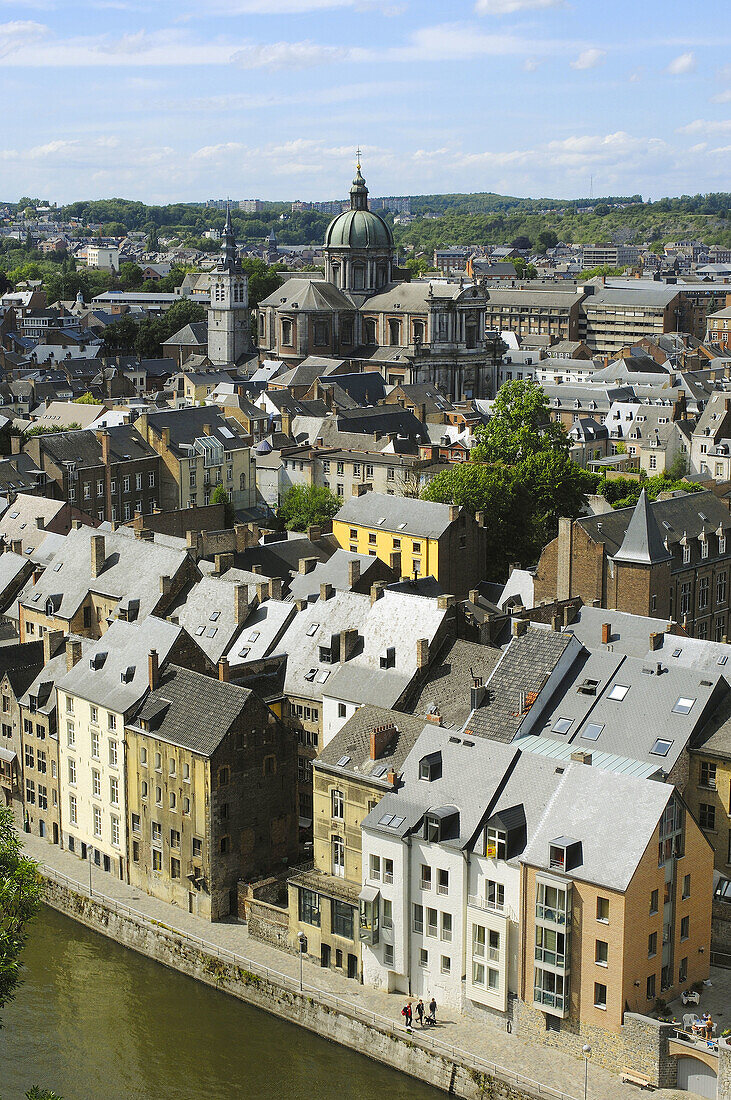 Cathedral St. Aubain as seen from the citadel, Namur. Belgium