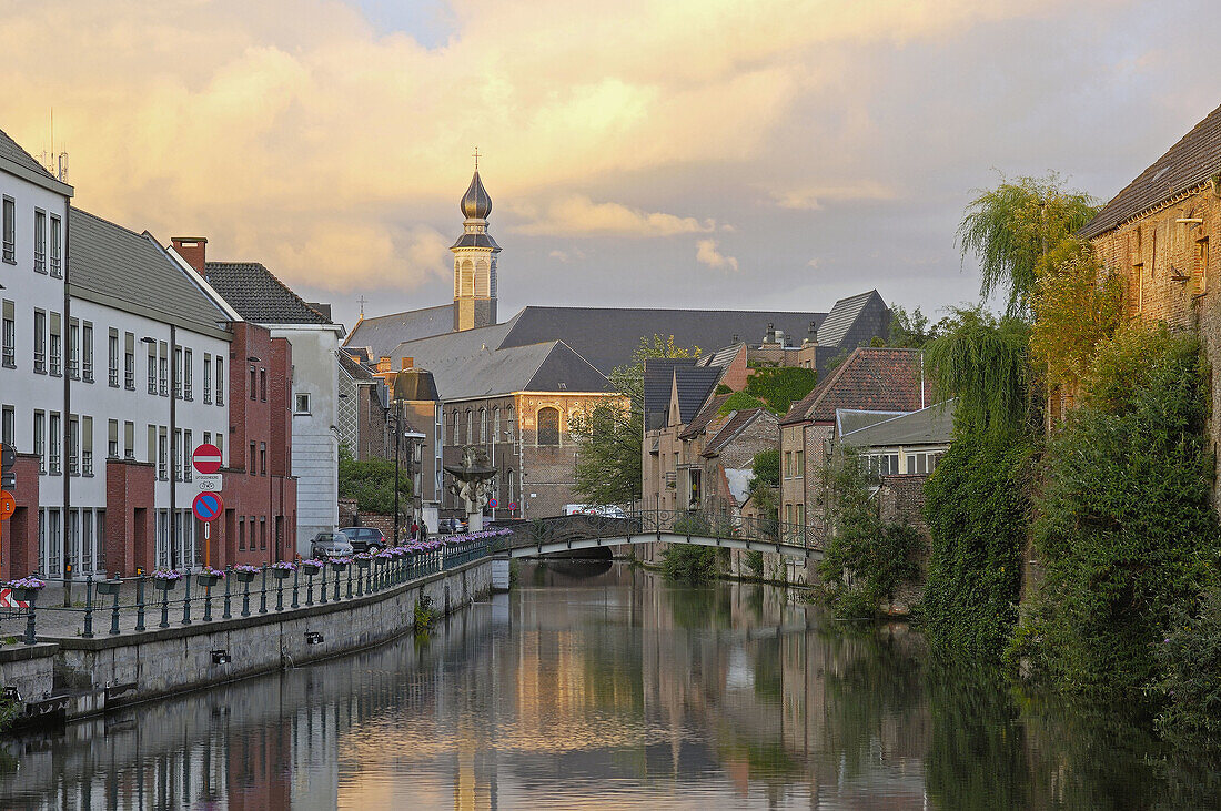 Canal at sunset  Ghent  Flanders, Belgium