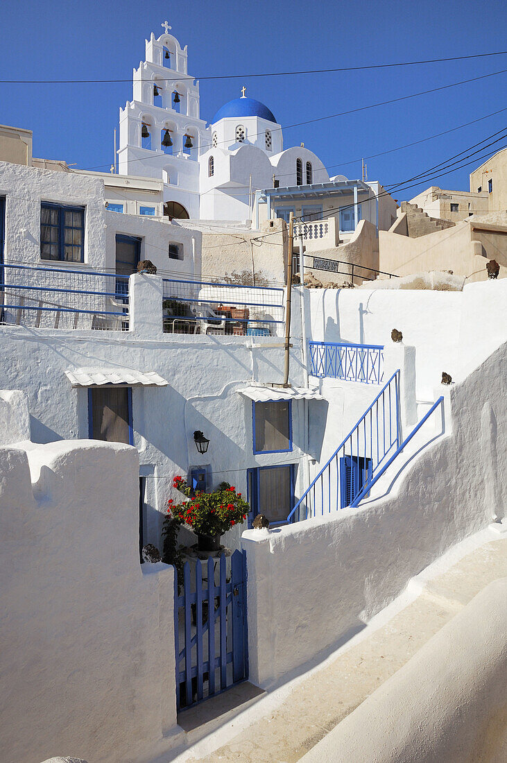 Blue, Church, Domed, Greece, Island, Santorini, Thera, Thira, N45-764415, agefotostock