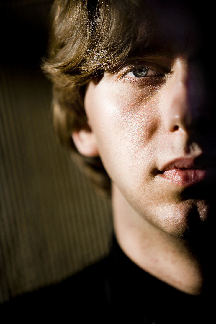 adolescence, adolescent, adolescents, Black hair, Black haired, Blue eyed, Blue eyes, Blue-eyed, Boy, Boys, Caucasian, Caucasians, Close up, Close-up, Closeup, Color, Colour, Contemporary, Dark Hair, Dark-haired, face, faces, Half, Halves, headshot, heads