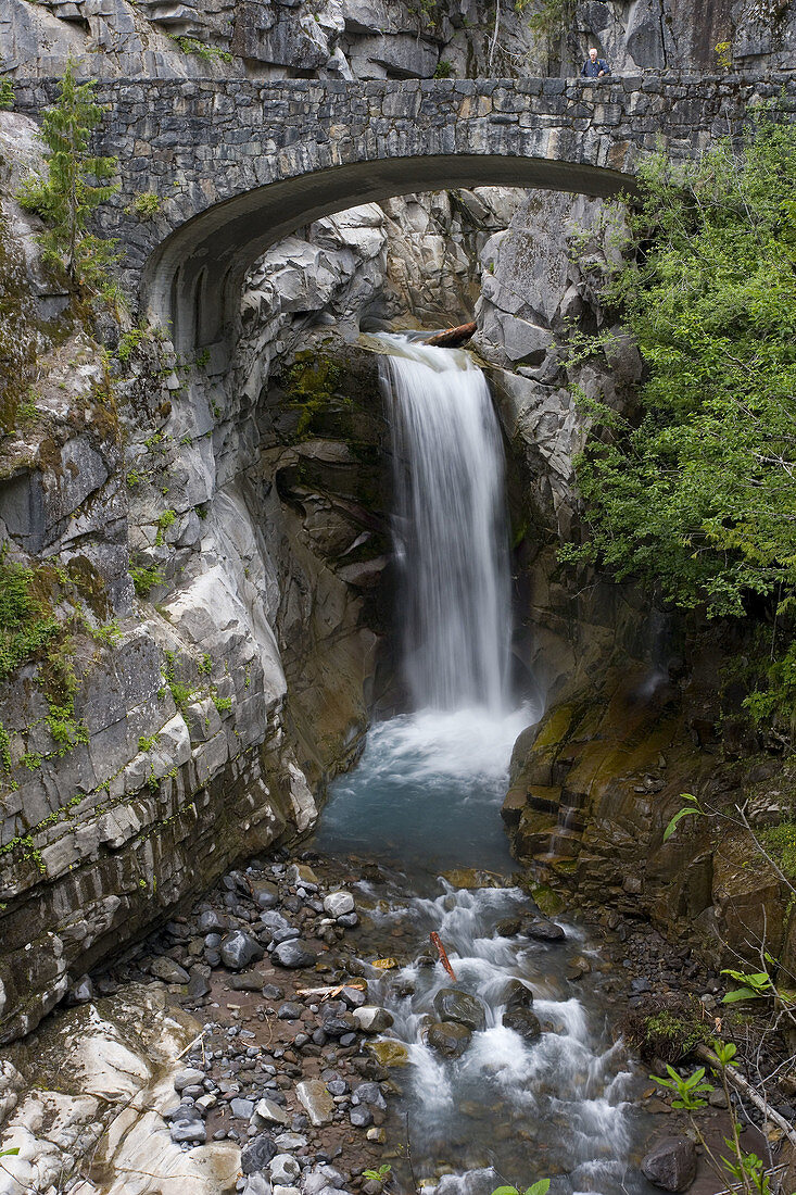 Mt  Rainier National Park  Paradise road bridges Van Trump Creek at Christine Falls