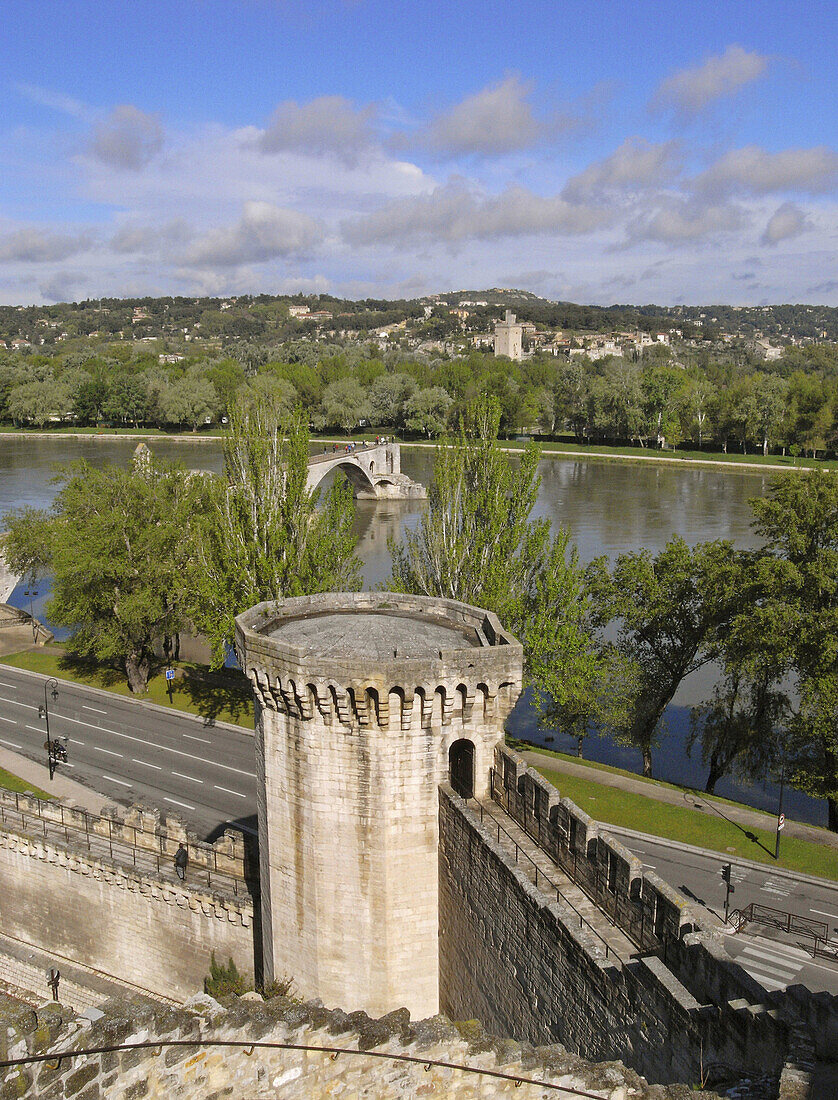 Pont St-Bénézet and the ramparts at Porte du Rocher, Avignon, France