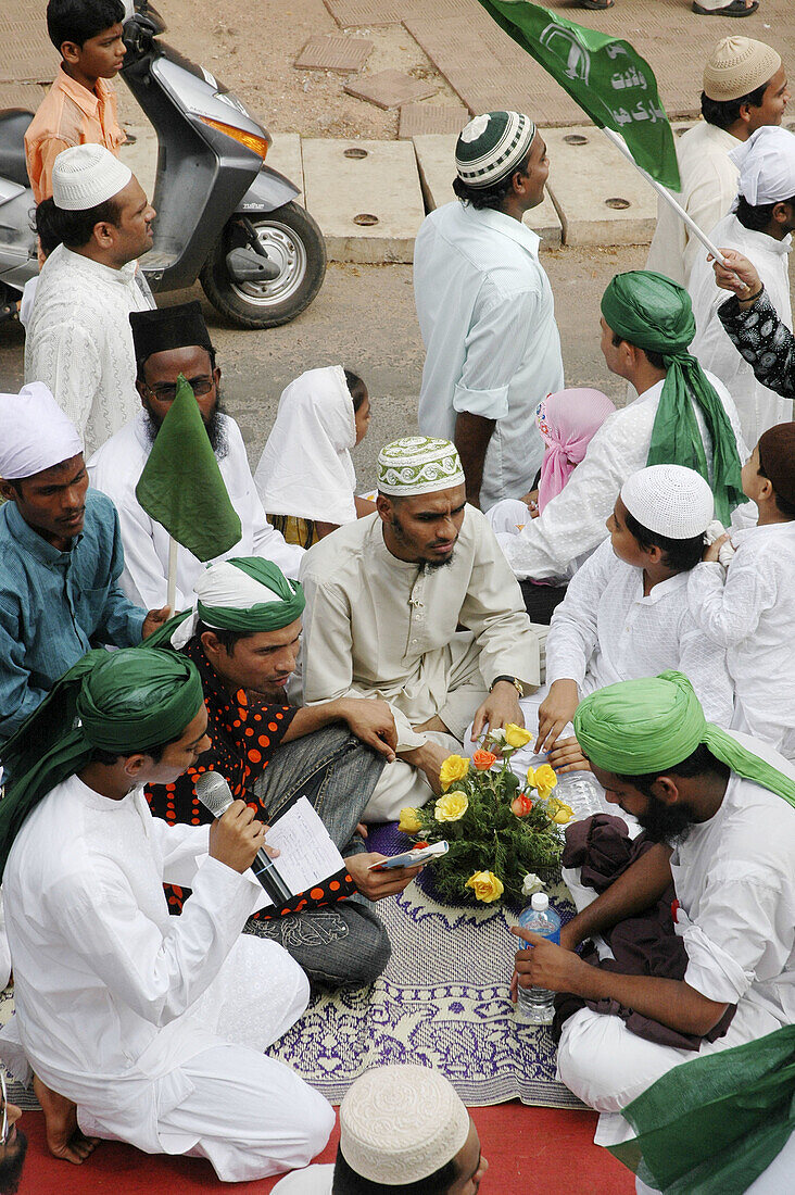 Panjim Goa, India, Muslims on parade during the Jashn-Eid-Milad Un Nabi feast, to commemorate prophet Mohammeds birth