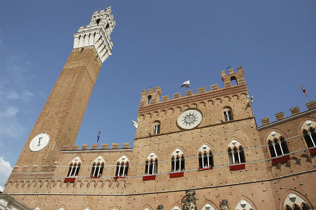 Siena Italy, Palazzo Pubblico and the Torre del Mangia in piazza del Campo