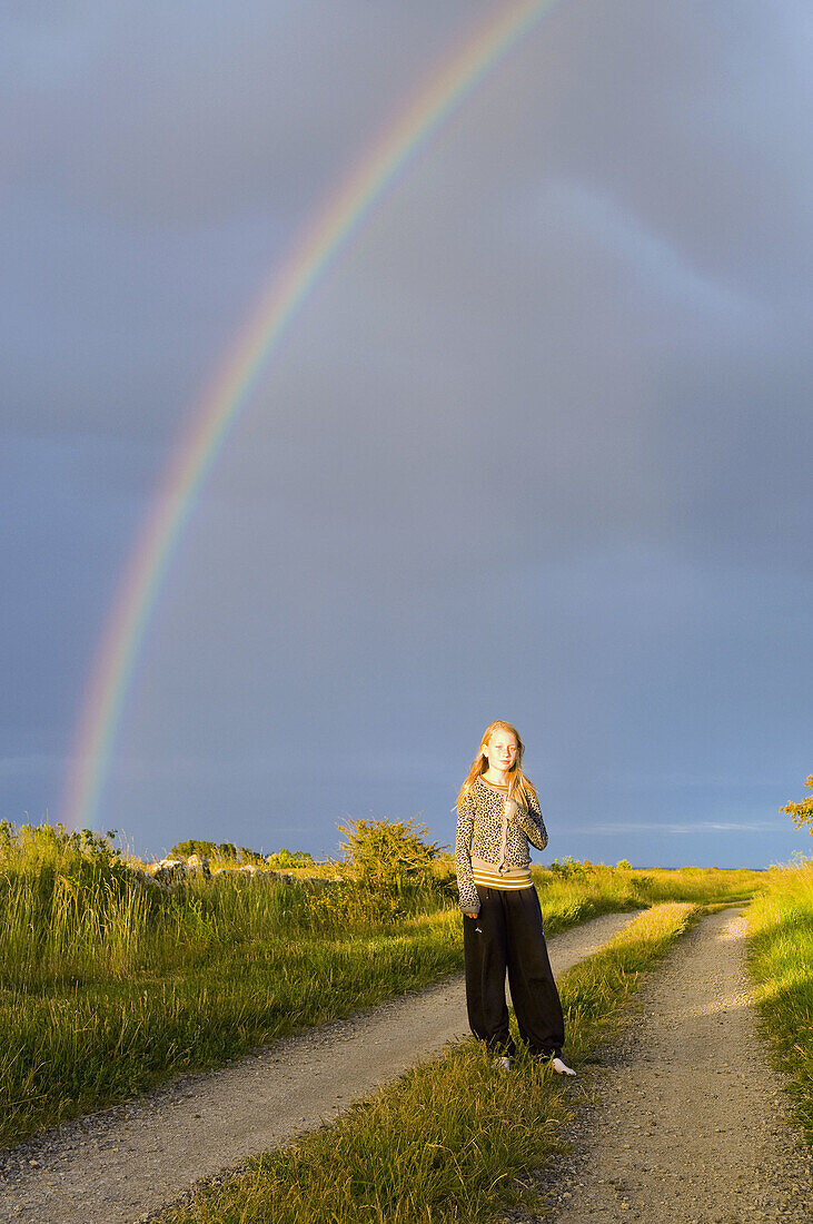 Alone, Caucasian, Caucasians, Child, Children, Cloudy, Color, Colored, Colorful, Colors, Colour, Coloured, Colourful, Colours, Contemporary, Country, Countryside, Daytime, exterior, Facing camera, Female, Full body, Full length, Full-body, Full-length, Gi