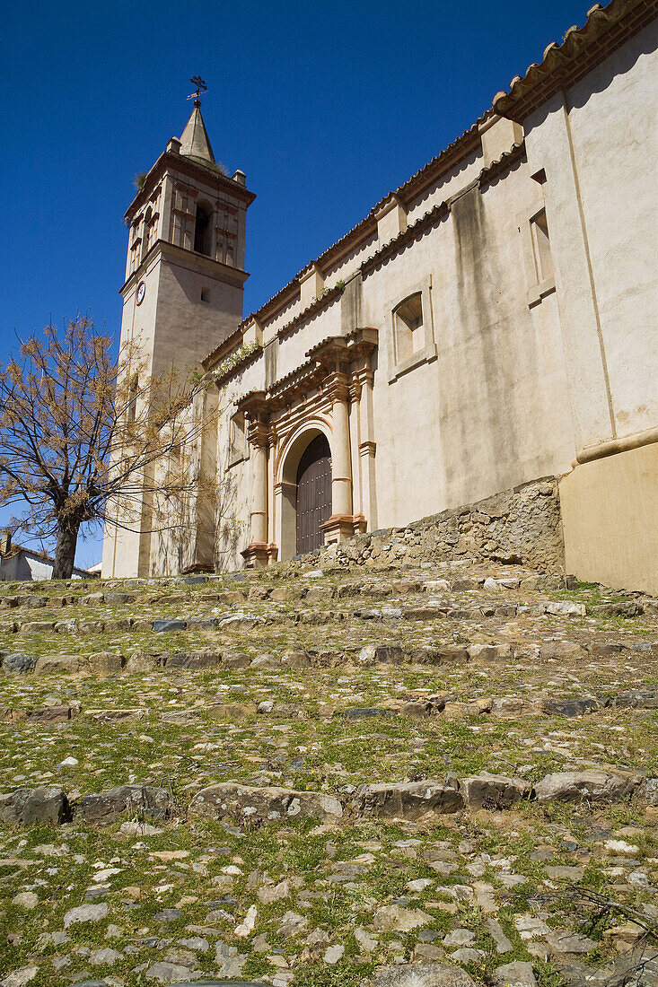 Iglesia de San Juan Bautista. Linares de la Sierra, Sierra de Aracena y Picos de Aroche Natural Park. Huelva province, Andalucia, Spain