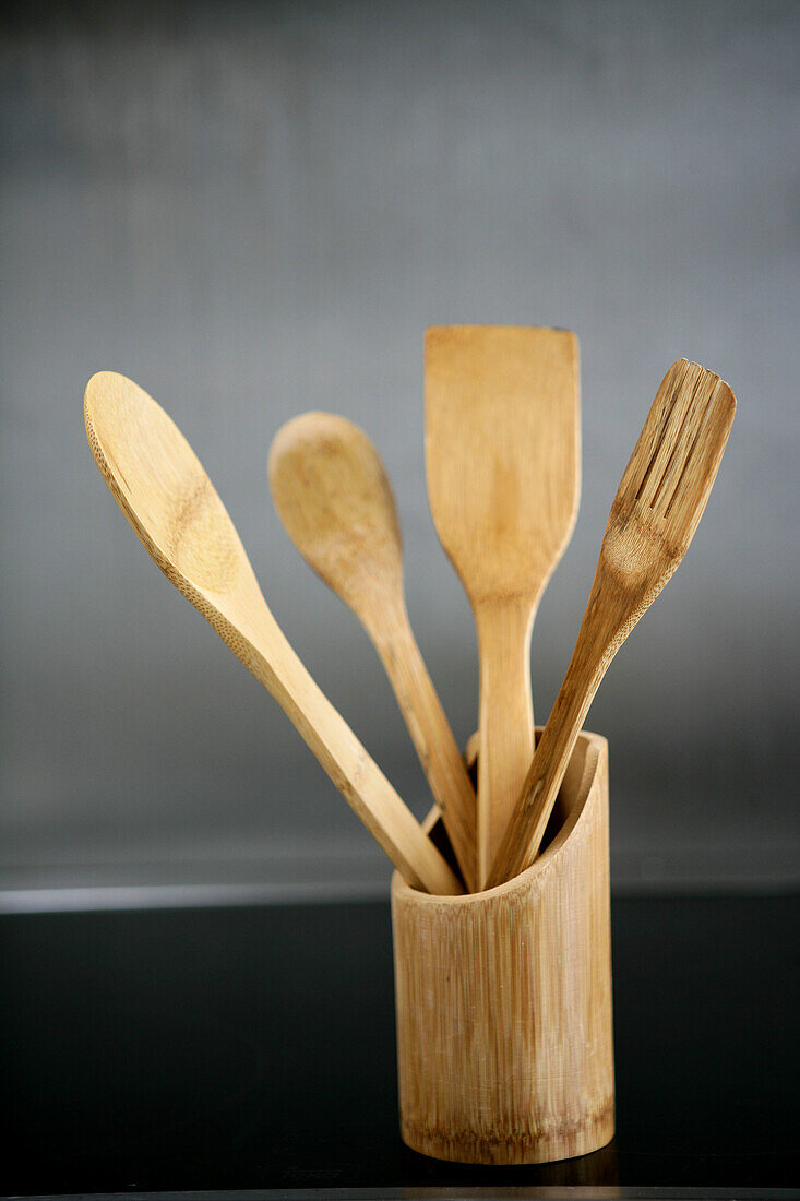 Wood spoon, fork and kitchen stuff