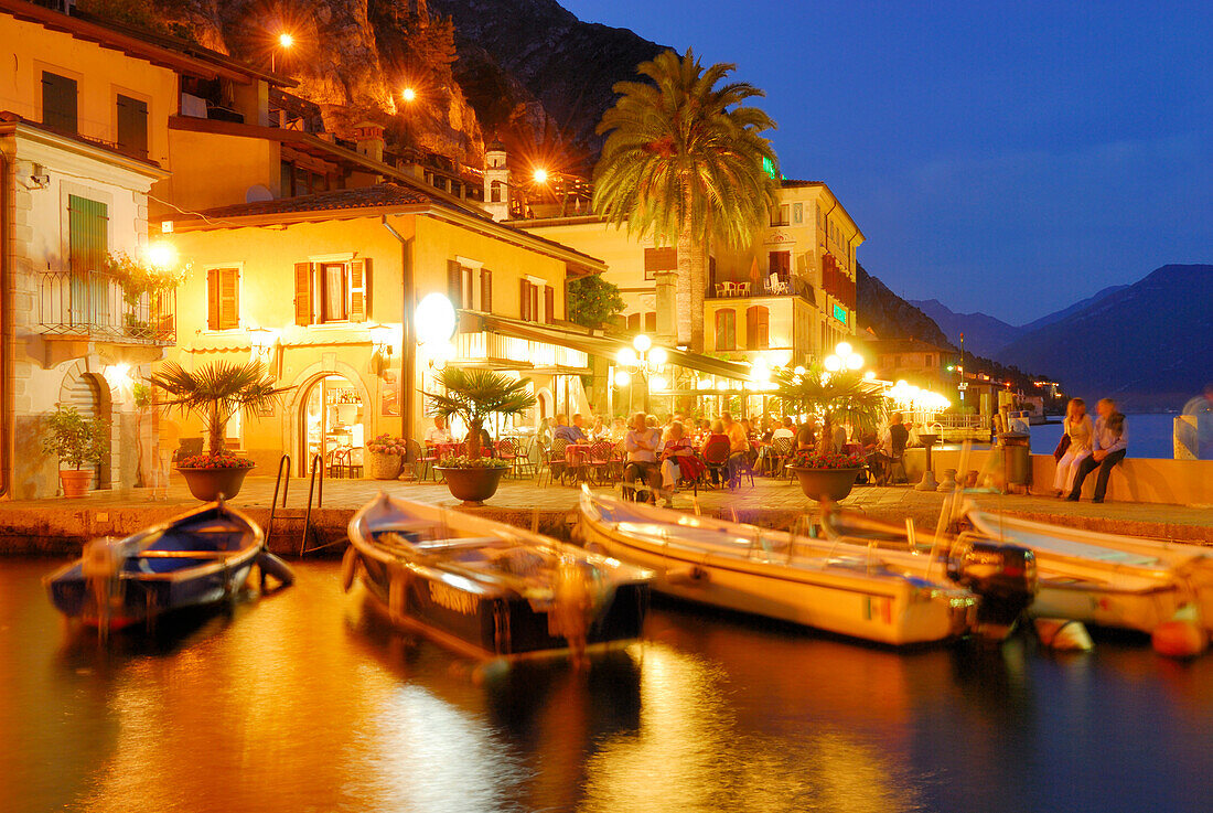 Boats in marina in the evening, Limone sul Garda, Lombardy, Italy