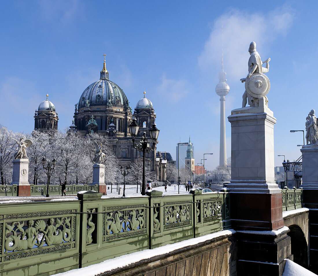 View over castle bridge to Berlin Cathedral, Berlin, Germany