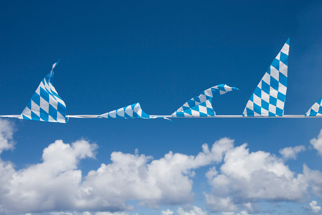 Bavarian flags in front of blue sky, South Pacific, Oceania