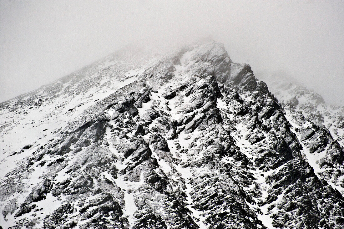 Mountain in fog, Hintertux, Tyrol, Austria