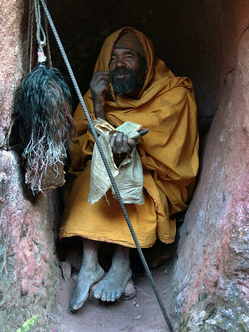 ETHIOPIA  Monk staying in the caves near the churches of Lalibela