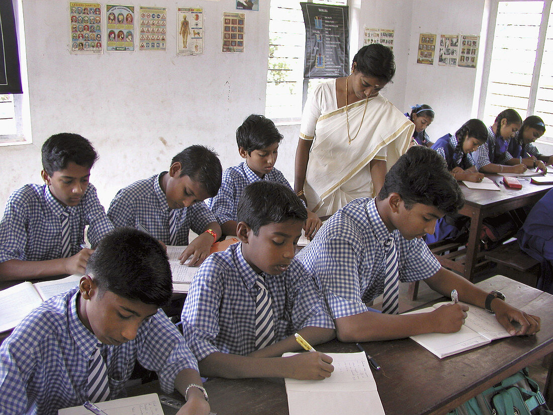 9903  INDIA  Classroom at  Saint Anthonys English medium school, Karottukara, Kerala
