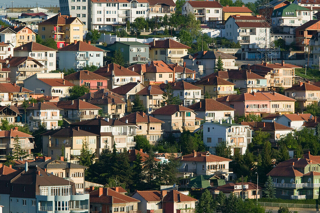 Kosovo. Prishtina. Houses of the Prishtina suburbs / Dawn