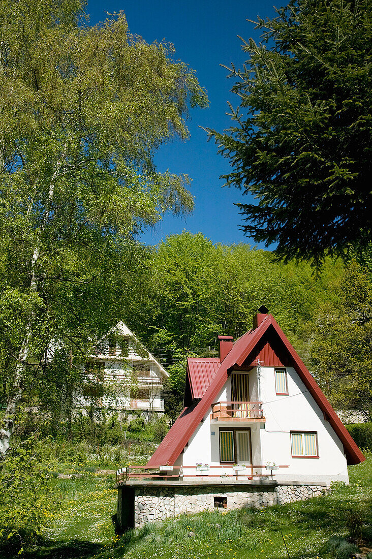 Macedonia. Mavrovo National Park. Mavrovo village. Ski House