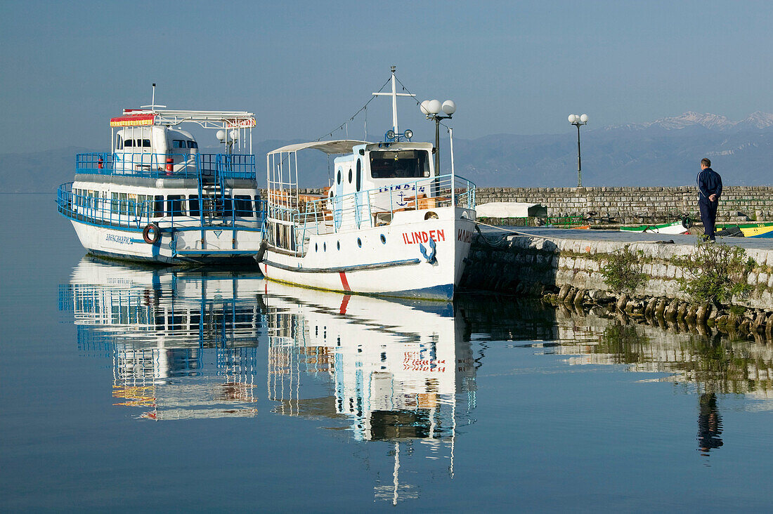 Macedonia. Ohrid. Tourist Boats-Ohrid Harbor