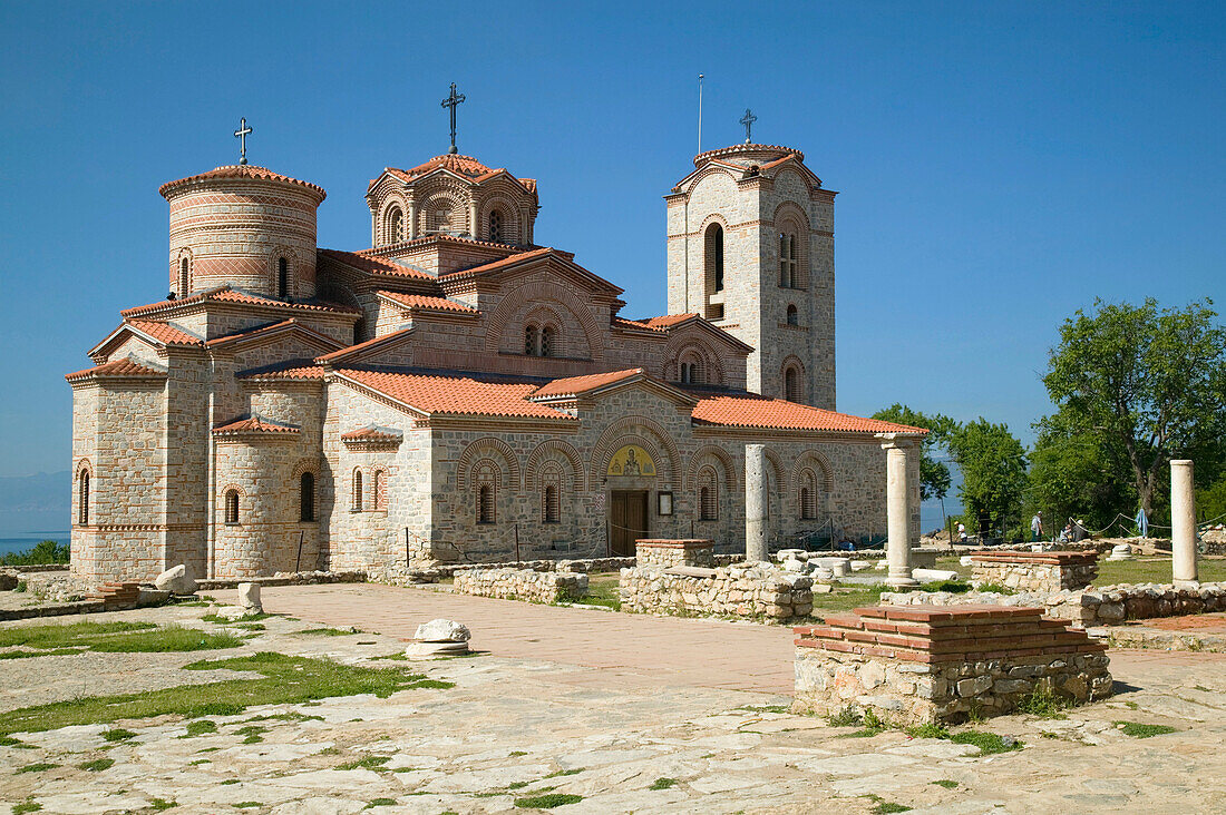 Macedonia. Ohrid. Morning View of newly built Sveti Kliment i Pantelejmon Church