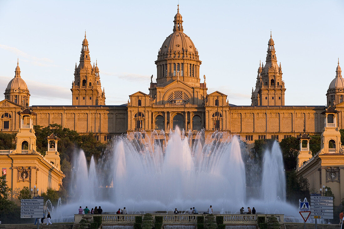 National Palace and fountains. Montjuic. Barcelona. Spain