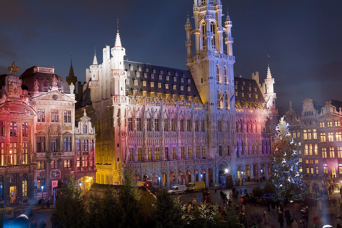 Christmas and light show, Grand Place, Brussels, Belgium