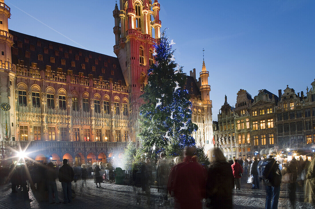 Christmas and light show, Grand Place, Brussels, Belgium