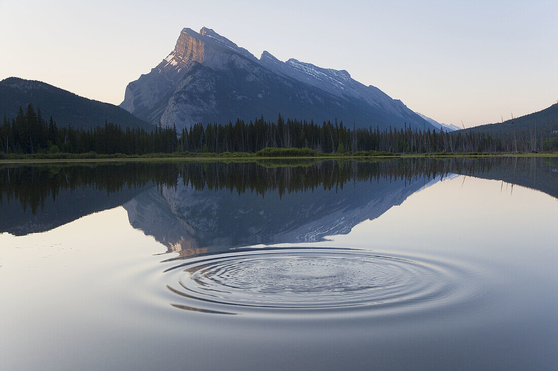Mt Rundle, Vermillion Lake & ripple, Banff National Park, Alberta, Canada