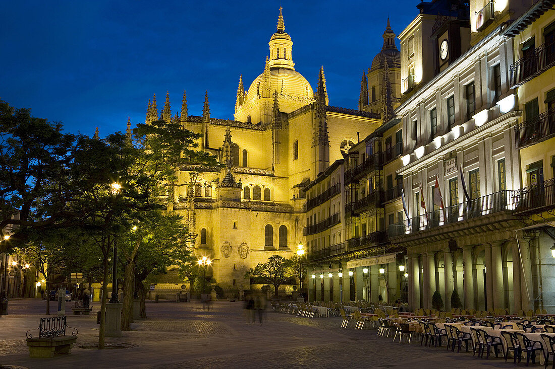 Cathedral and main square. Segovia. Castile-Leon. Spain