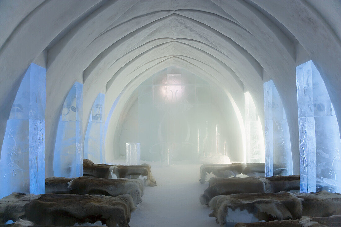 Ice Hotel church. Jukkasjarvi, Northern Sweden