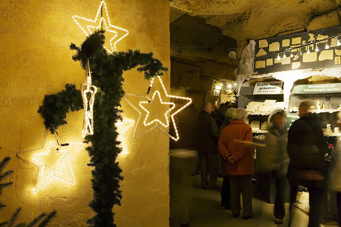 Christmas market in Valkenburg caves, The Netherlands