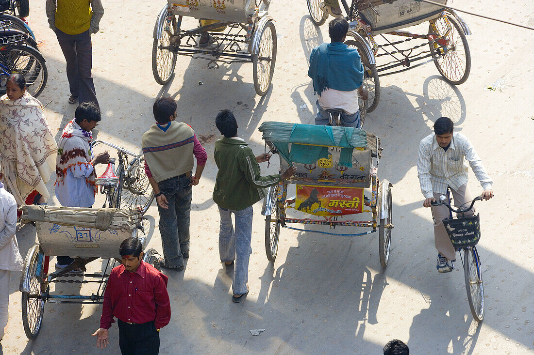 Cycle Rickshaws from above, Varanasi, India