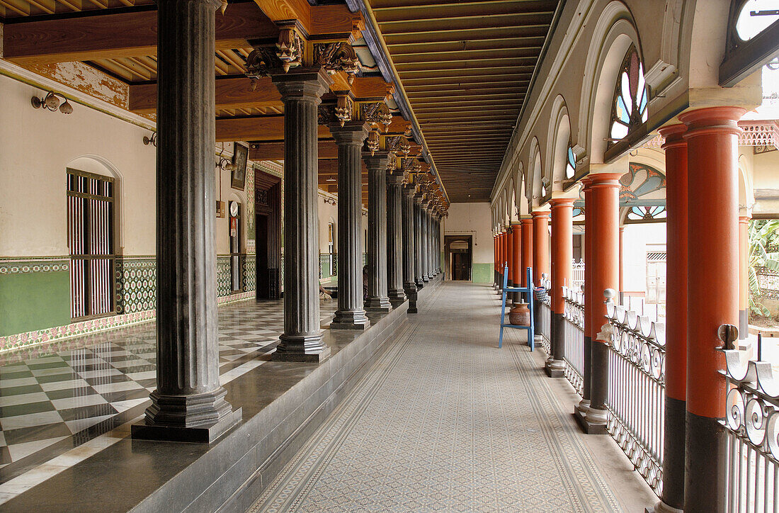 The Reception area. Chettinad House (75 years old), Tamil Nadu, India.