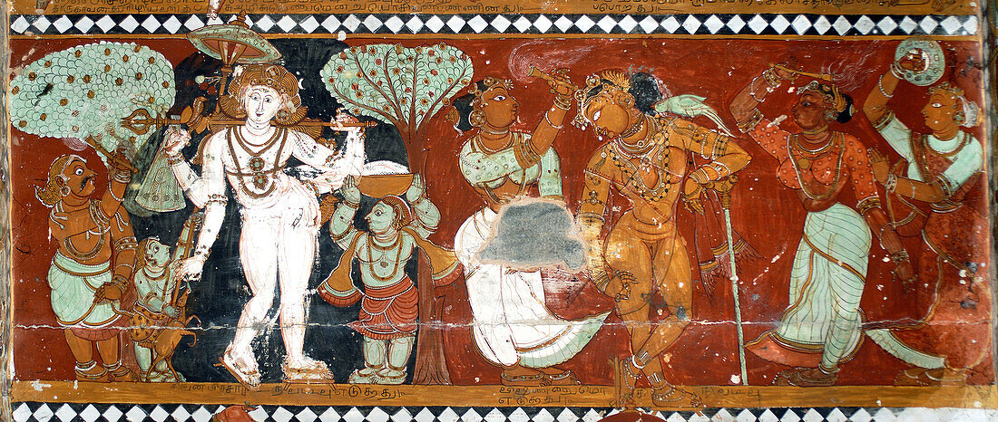 17th century Nayak paintings in Chidambaram, Tamil Nadu, India.