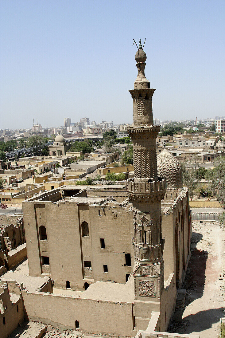 Mosque of Sultan al-Ashraf Inal  (Inal was once a mamluk of Sultan Barquq ) Mamluk period, Great Cemetery, Northern Cemetery, Qarafa al Kubra, Cairo, Egypt
