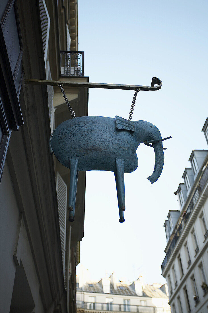 Elephant on sign, Paris, France