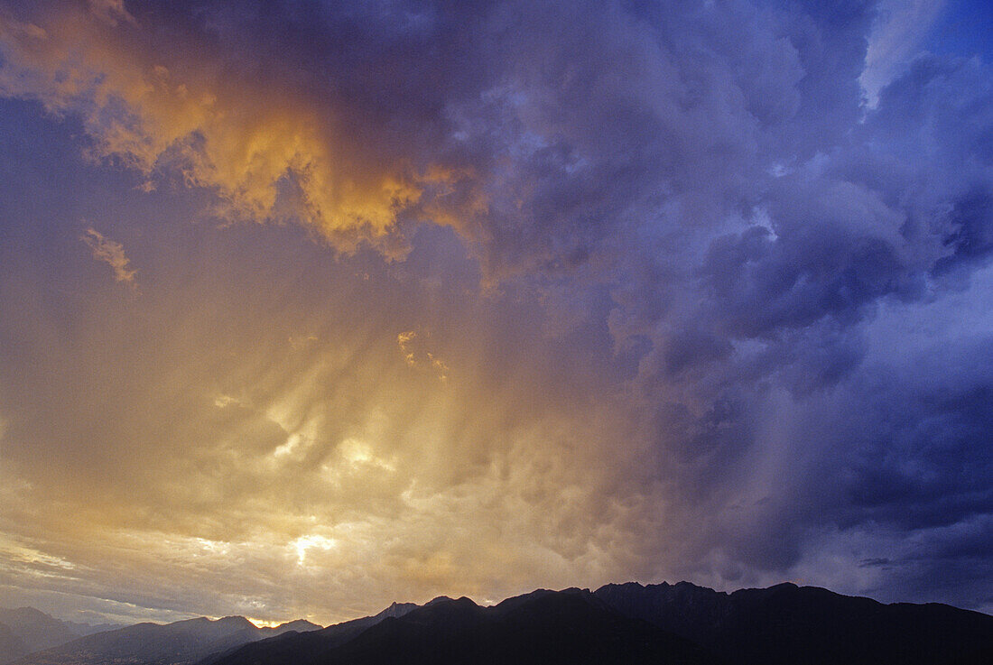 Thunderclouds above the mountains, Ticino, Switzerland, Europe